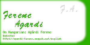 ferenc agardi business card