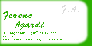 ferenc agardi business card